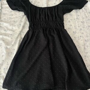 Altar'd State Black Smocked Off-Shoulder Mini Dress